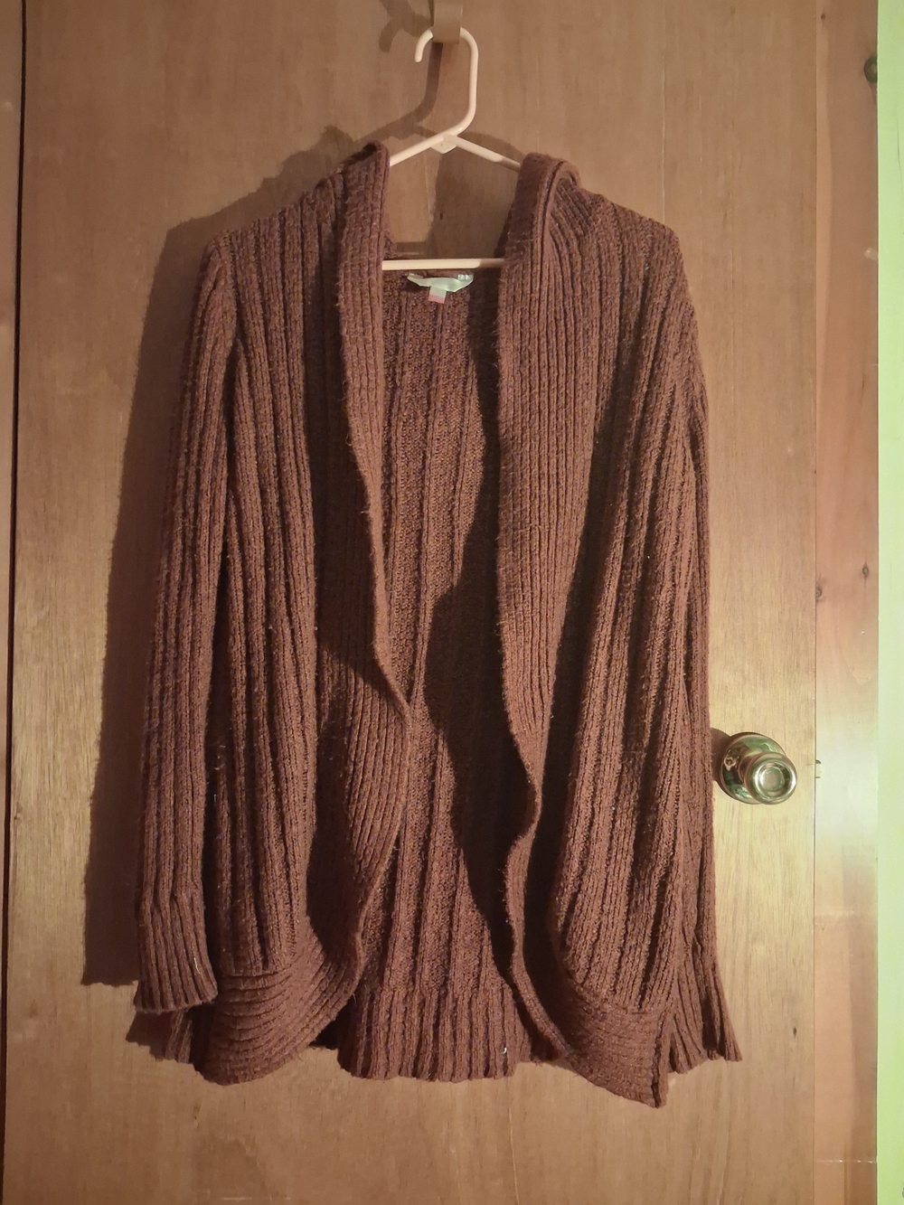No Boundaries Brown Ribbed Open-Front Cardigan